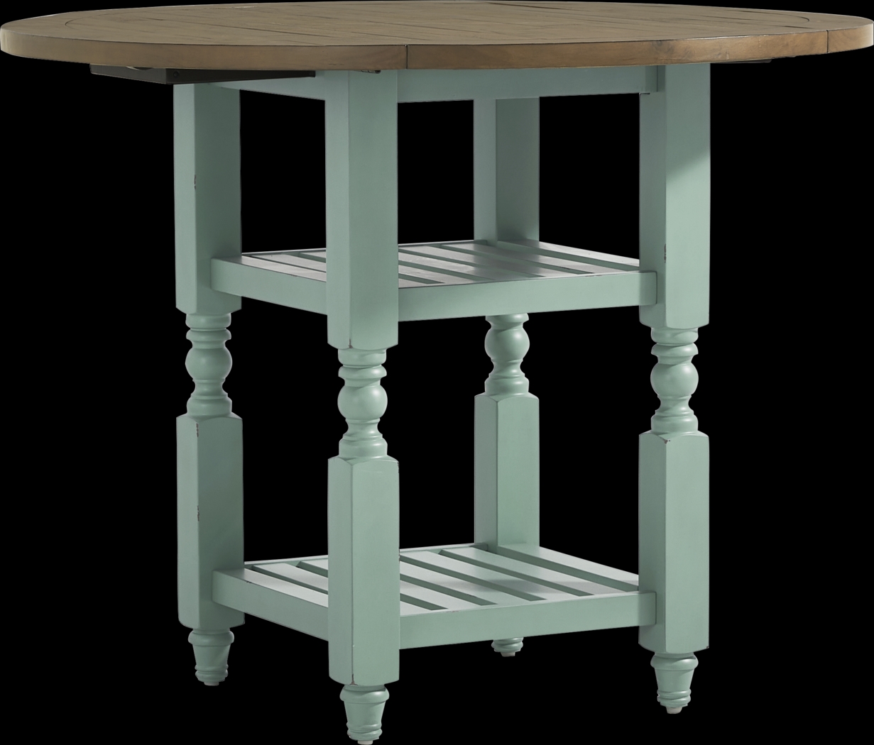 Spring Cottage Blue 6 Pc Round Counter Height Drop Leaf Dining Room - Thumbnail - Image 2