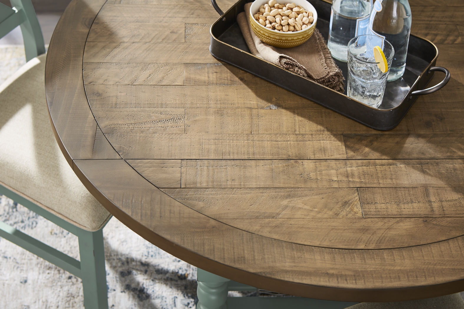 Spring Cottage Blue 5 Pc Round Drop Leaf Dining Room - Thumbnail - Image 5