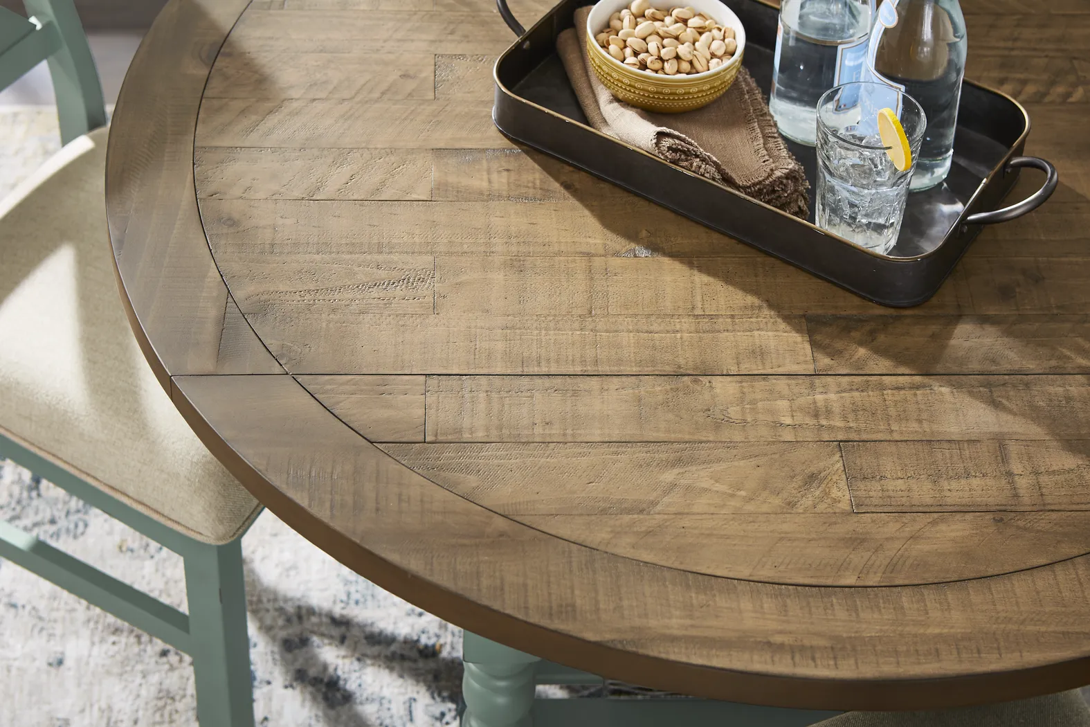 Spring Cottage Blue 5 Pc Round Drop Leaf Dining Room - Thumbnail - Image 8