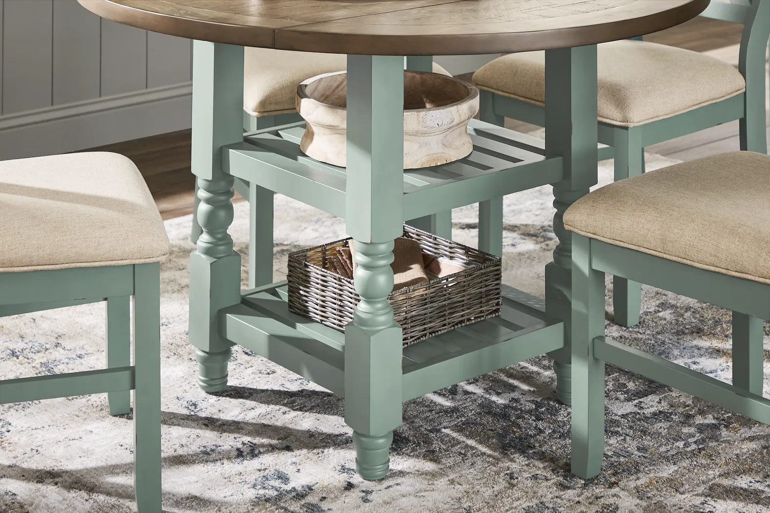 Spring Cottage Blue 5 Pc Round Drop Leaf Dining Room - Thumbnail - Image 9