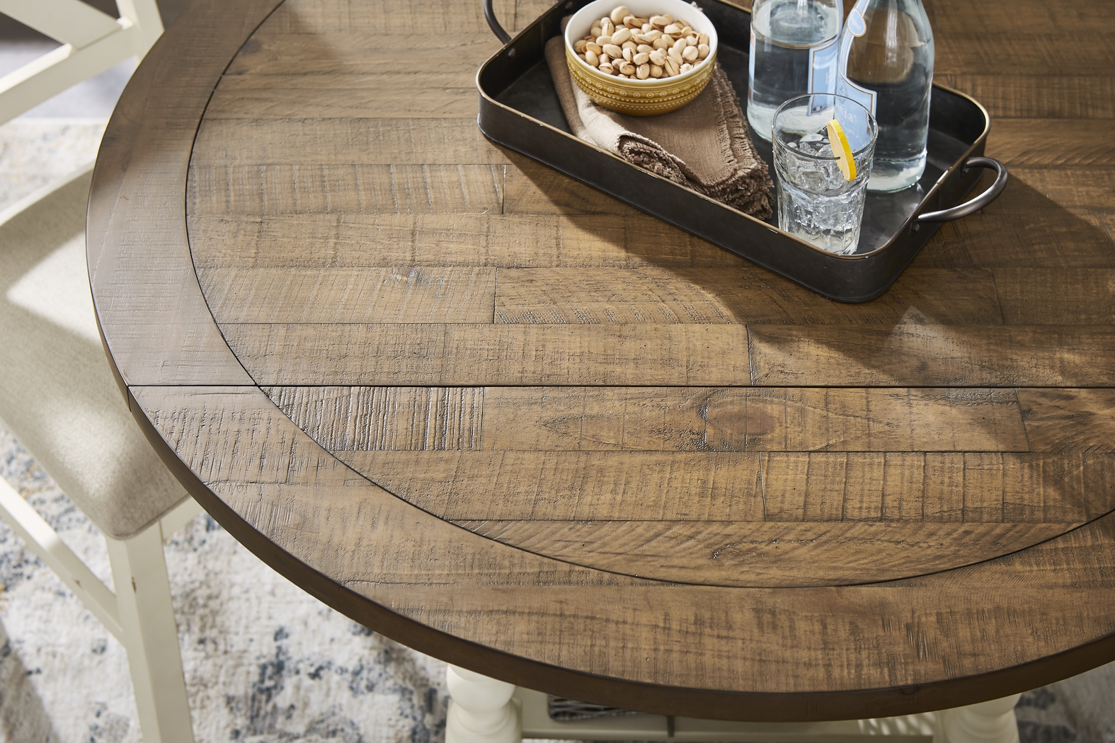 Spring Cottage White 5 Pc Round Drop Leaf Dining Room - Thumbnail - Image 5