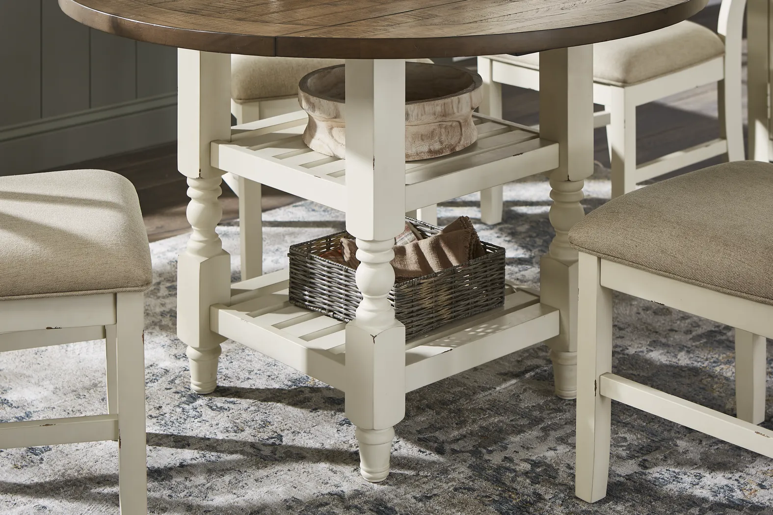 Spring Cottage White 5 Pc Round Drop Leaf Dining Room - Thumbnail - Image 9