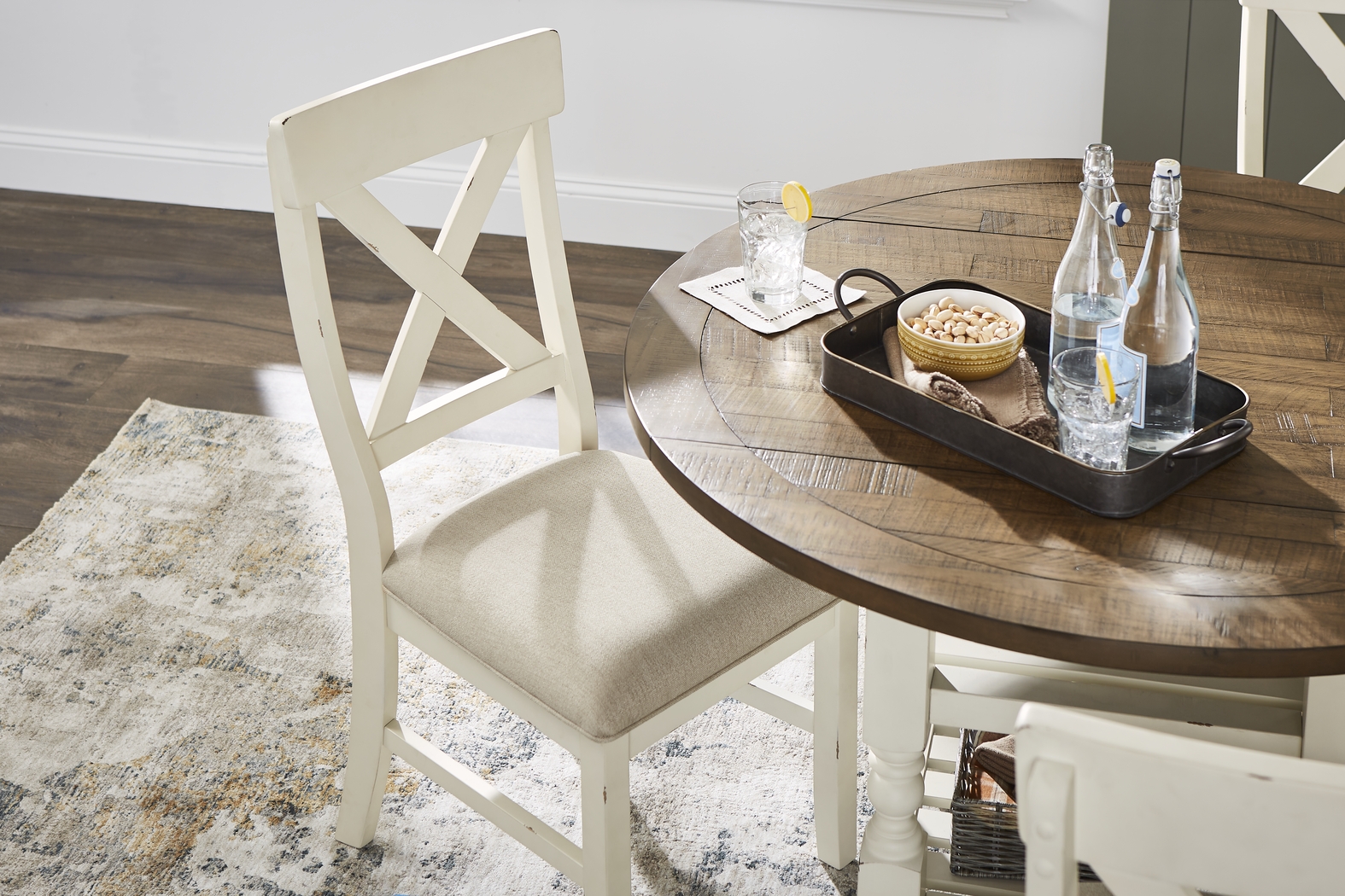 Spring Cottage White 5 Pc Round Drop Leaf Dining Room - Thumbnail - Image 10