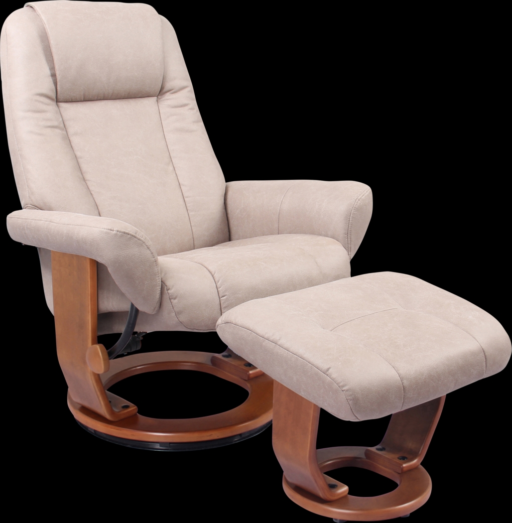 Springway Beige Recliner and Ottoman - Thumbnail - Image 1