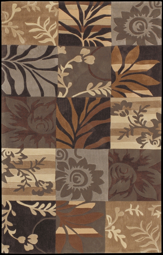 Square Floral Beige 8 x 11 Rug - Thumbnail - Image 1