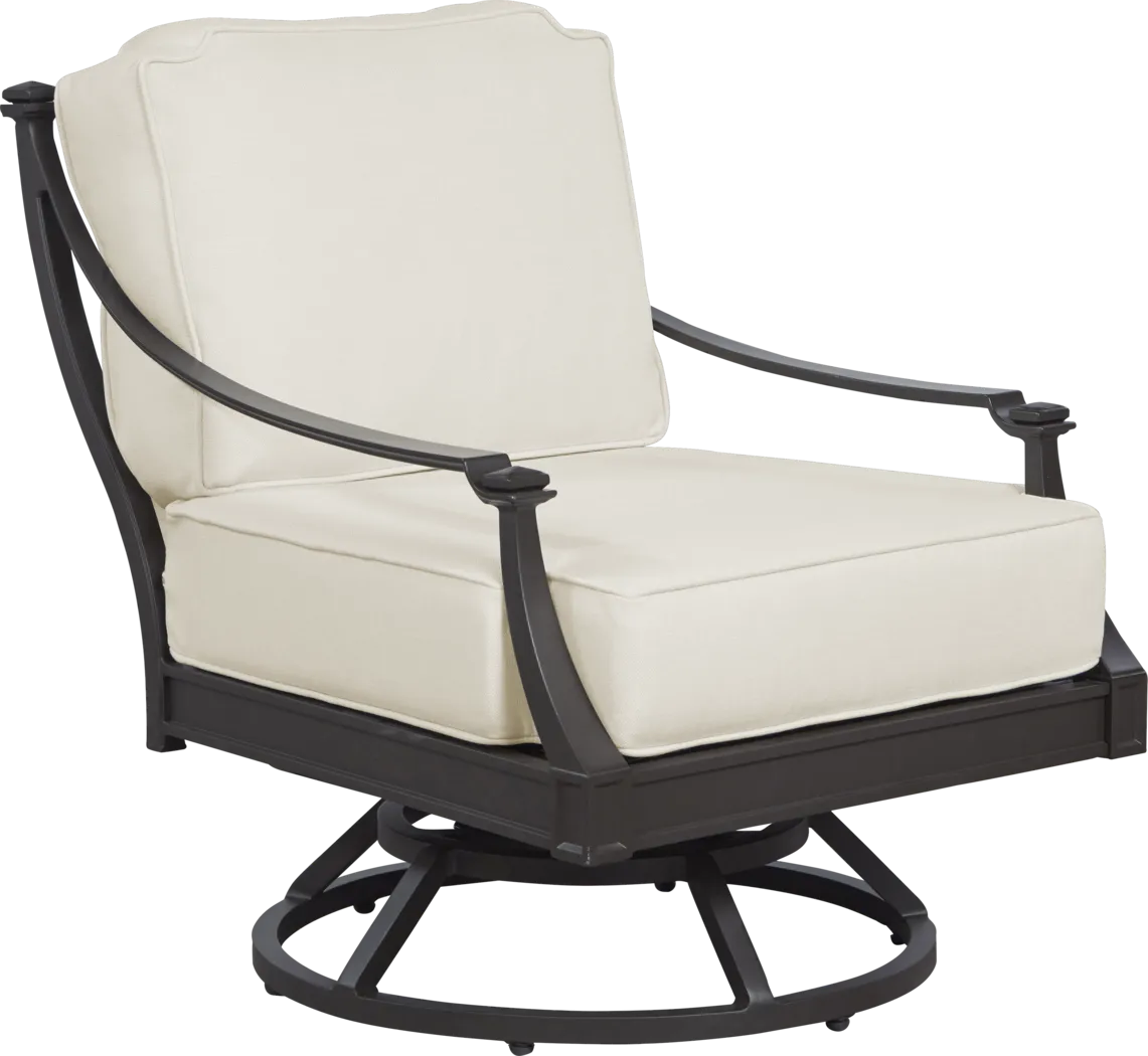 St Laurent Mocha Swivel Chair with Linen Cushions - Thumbnail - Image 1