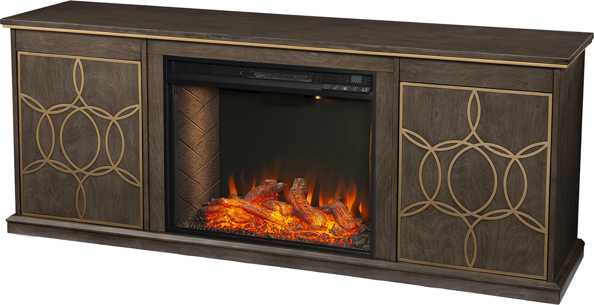 Stagwood III Brown 60 in. Console With Smart Electric Fireplace - Thumbnail - Image 2