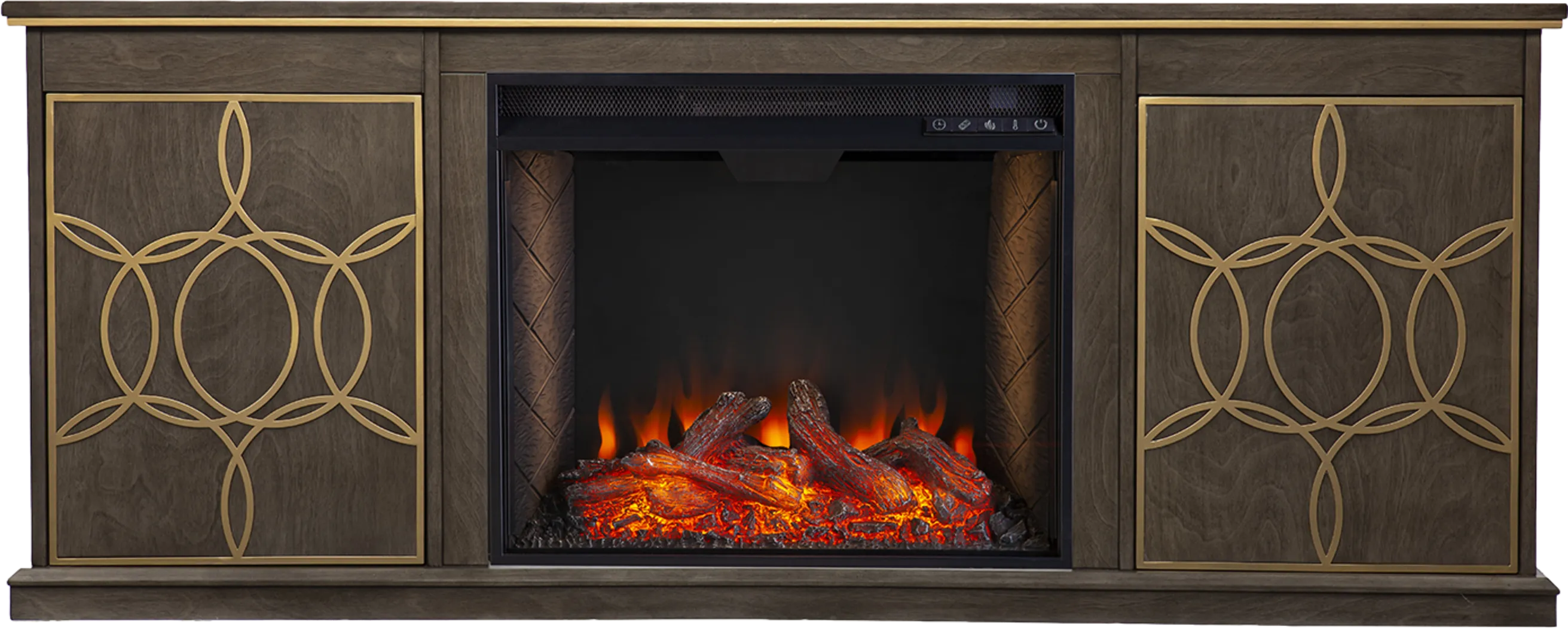 Stagwood III Brown 60 in. Console With Smart Electric Fireplace - Thumbnail - Image 1