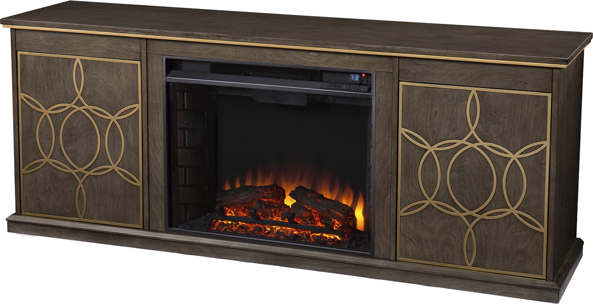 Stagwood II Brown 60 in. Console With Electric Log Fireplace - Thumbnail - Image 2