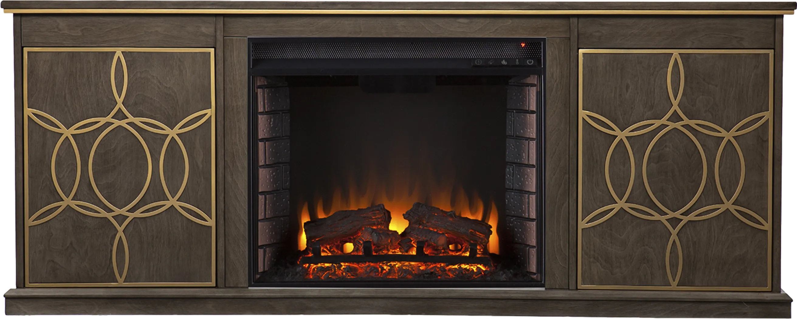 Stagwood II Brown 60 in. Console With Electric Log Fireplace - Thumbnail - Image 1