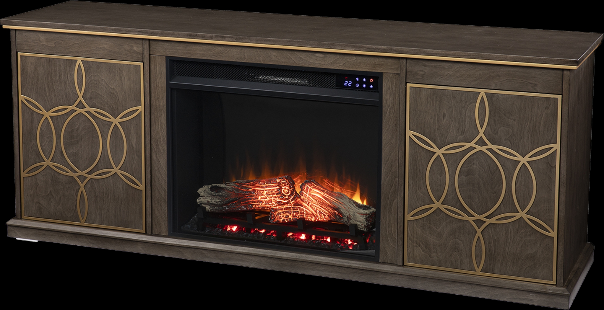 Stagwood IV Brown 60 in. Console With Touch Panel Fireplace - Thumbnail - Image 2
