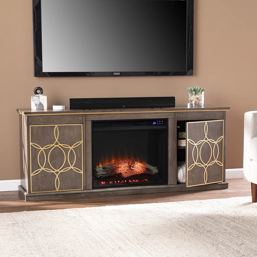 Stagwood IV Brown 60 in. Console With Touch Panel Fireplace - Image 6