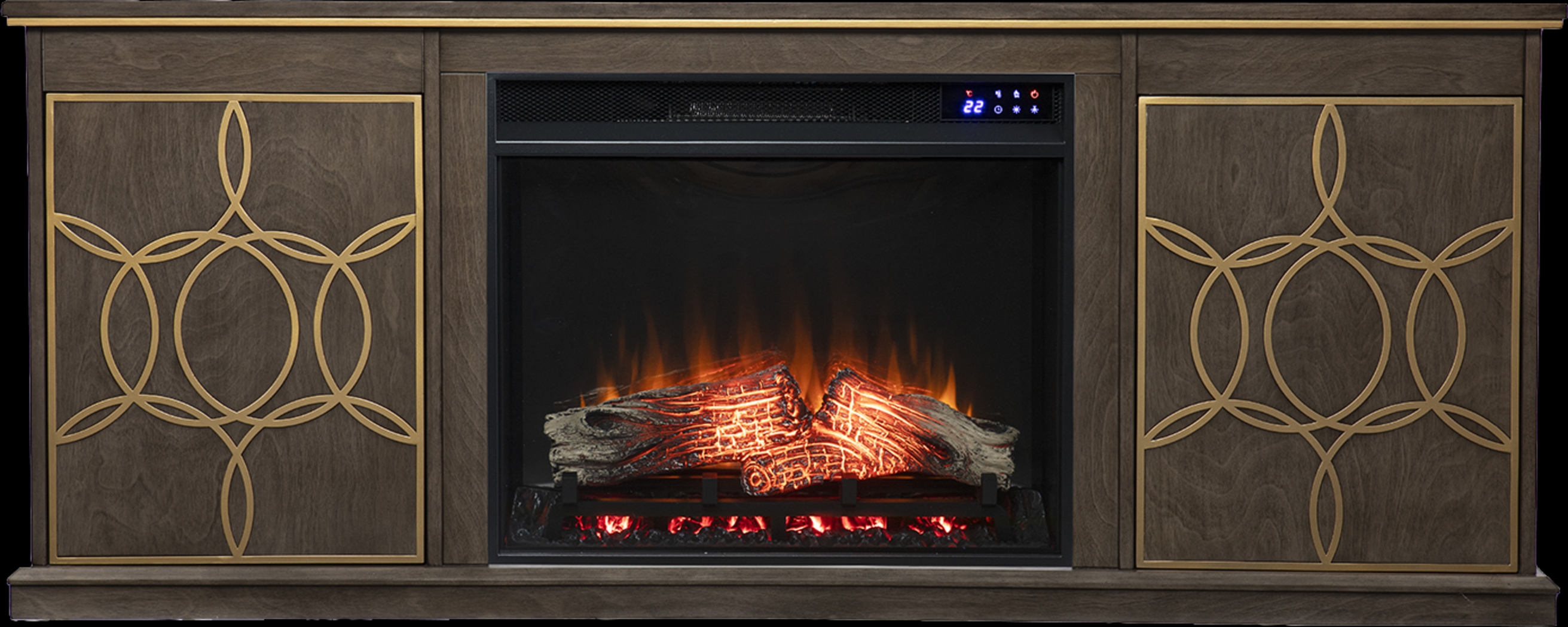 Stagwood IV Brown 60 in. Console With Touch Panel Fireplace - Thumbnail - Image 1