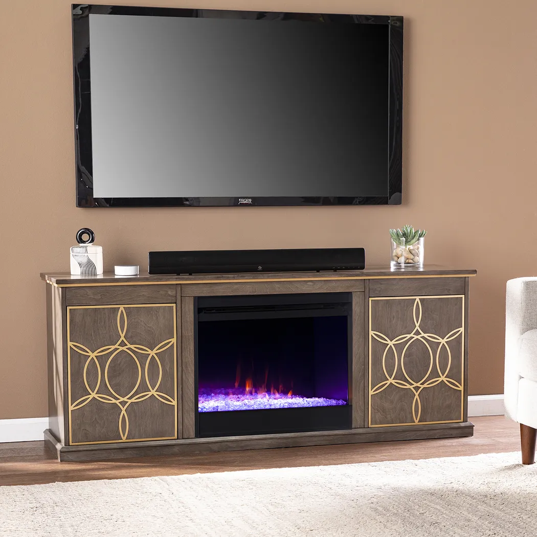 Stagwood I Brown 60 in. Console, With Color Changing Electric Fireplace - Thumbnail - Image 4