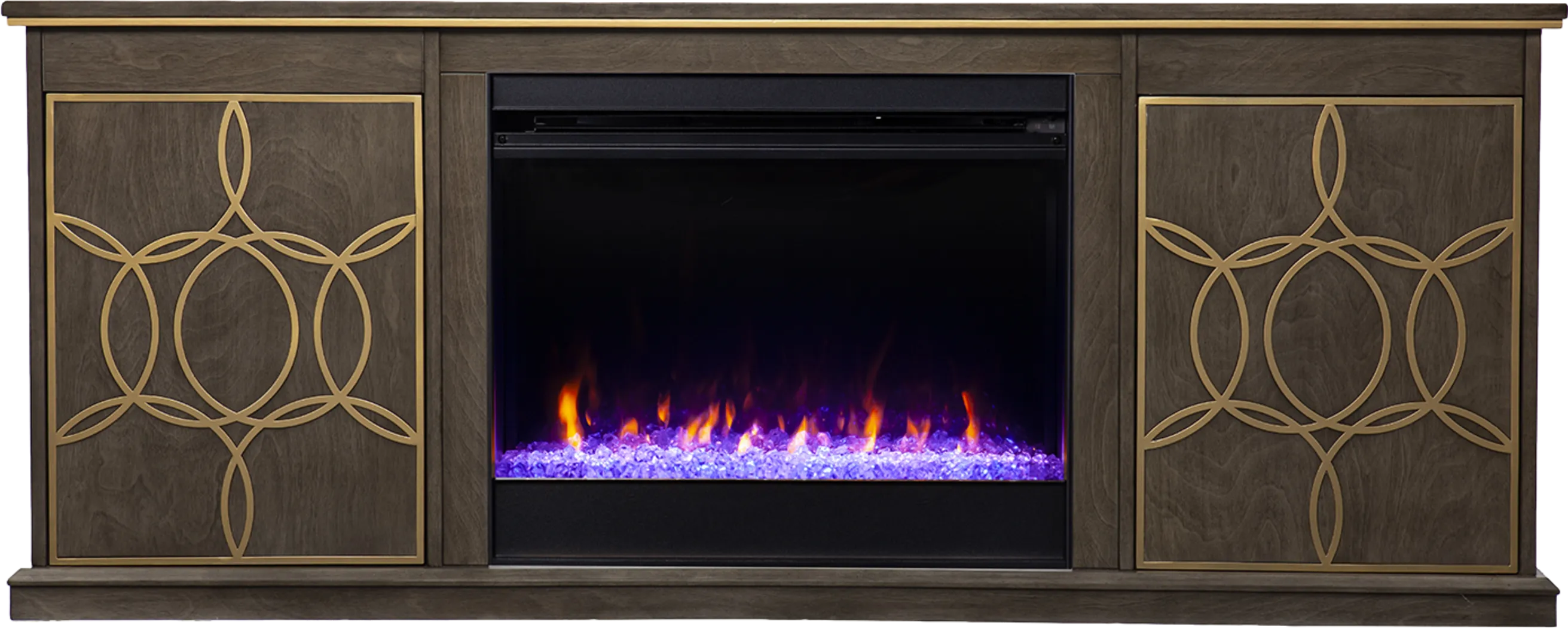Stagwood I Brown 60 in. Console, With Color Changing Electric Fireplace - Thumbnail - Image 1