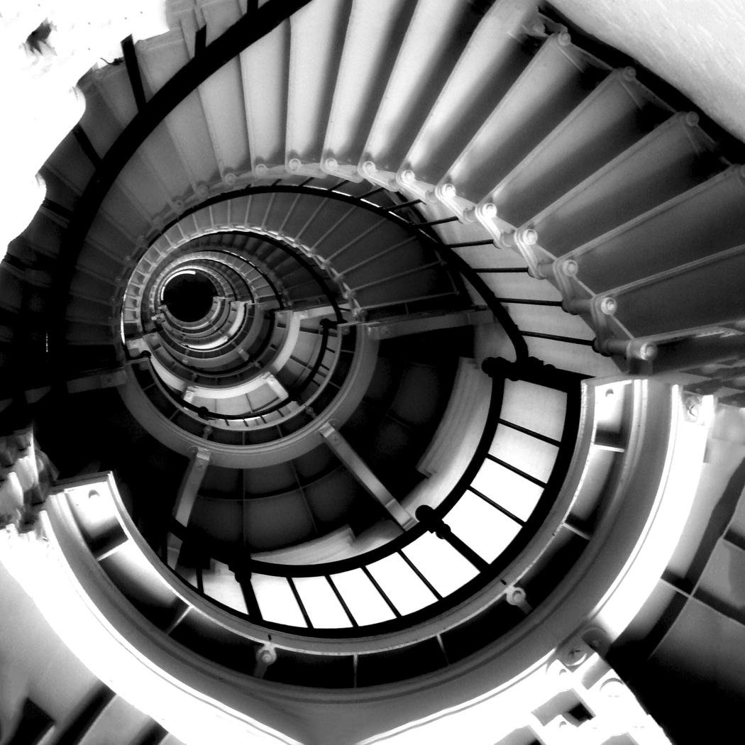 Stairway in Black and White 5' Square Canvas Artwork - Thumbnail - Image 1