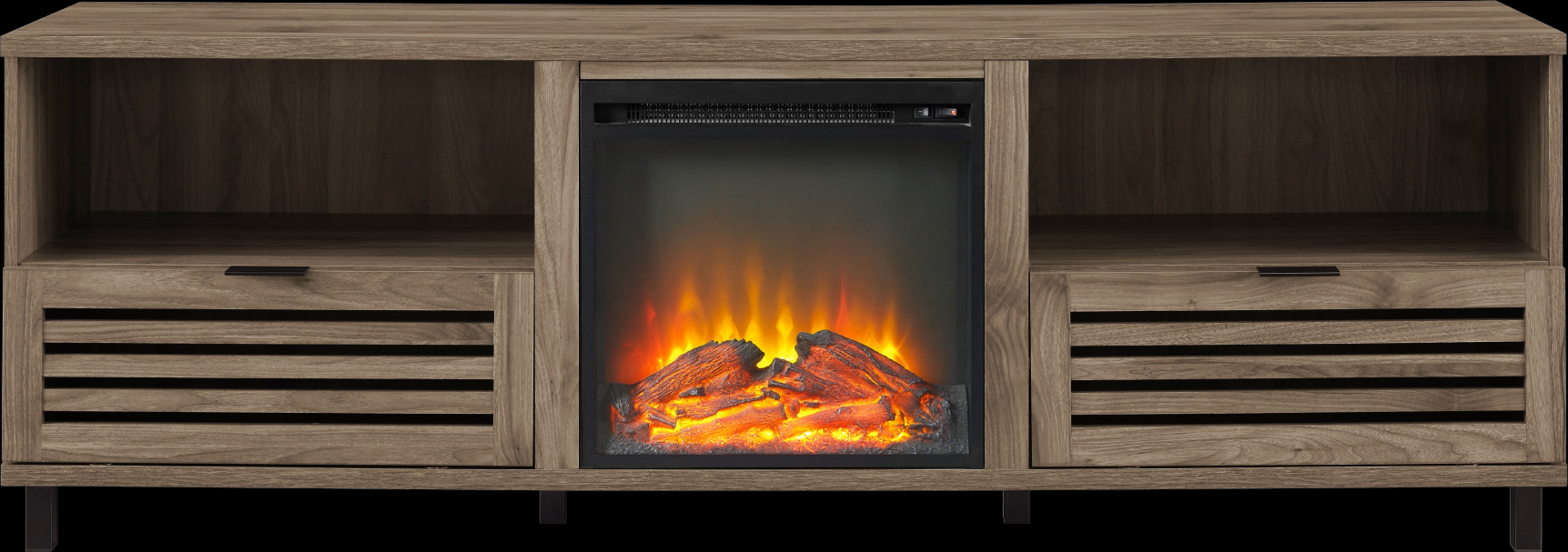 Stanfort Gray 70 in. Console, With Electric Fireplace - Thumbnail - Image 1