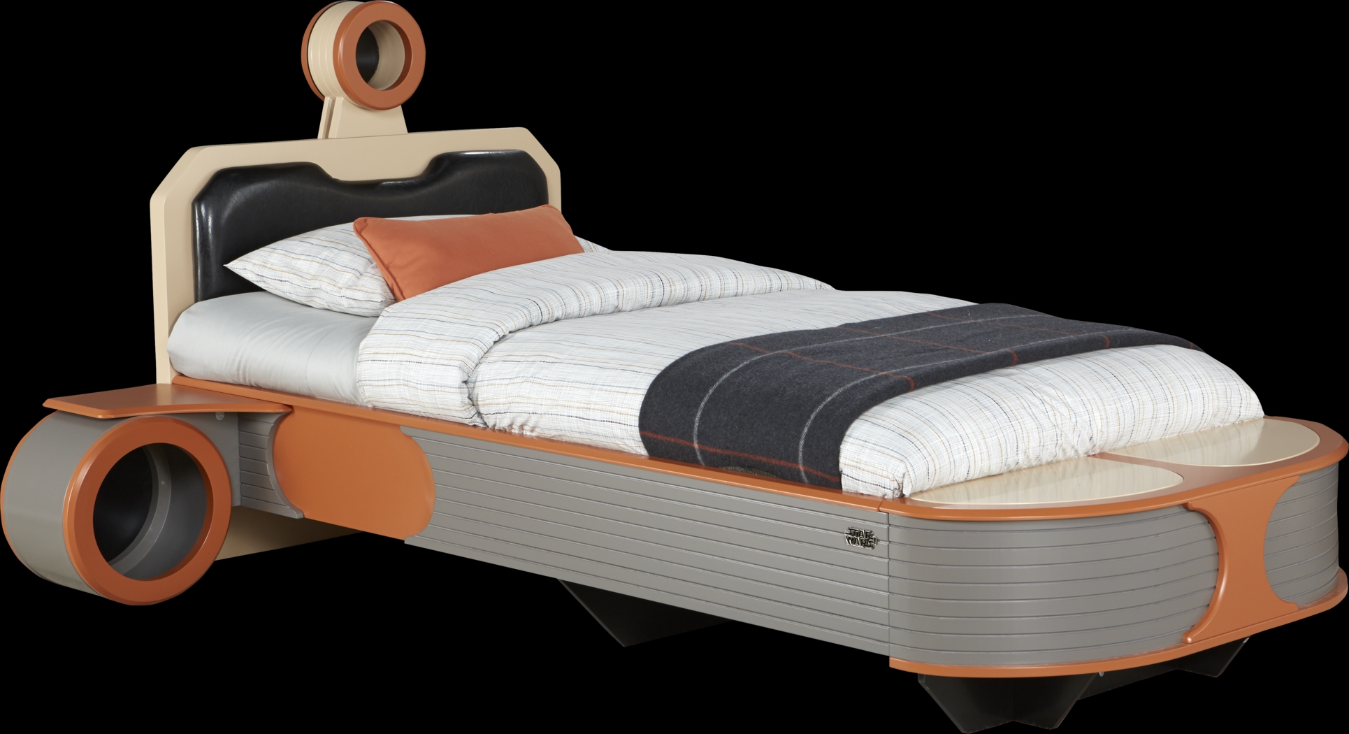 Star Wars Landspeeder™ Orange 3 Pc Twin Panel Bed with Engine Storage Night Tables - Thumbnail - Image 1
