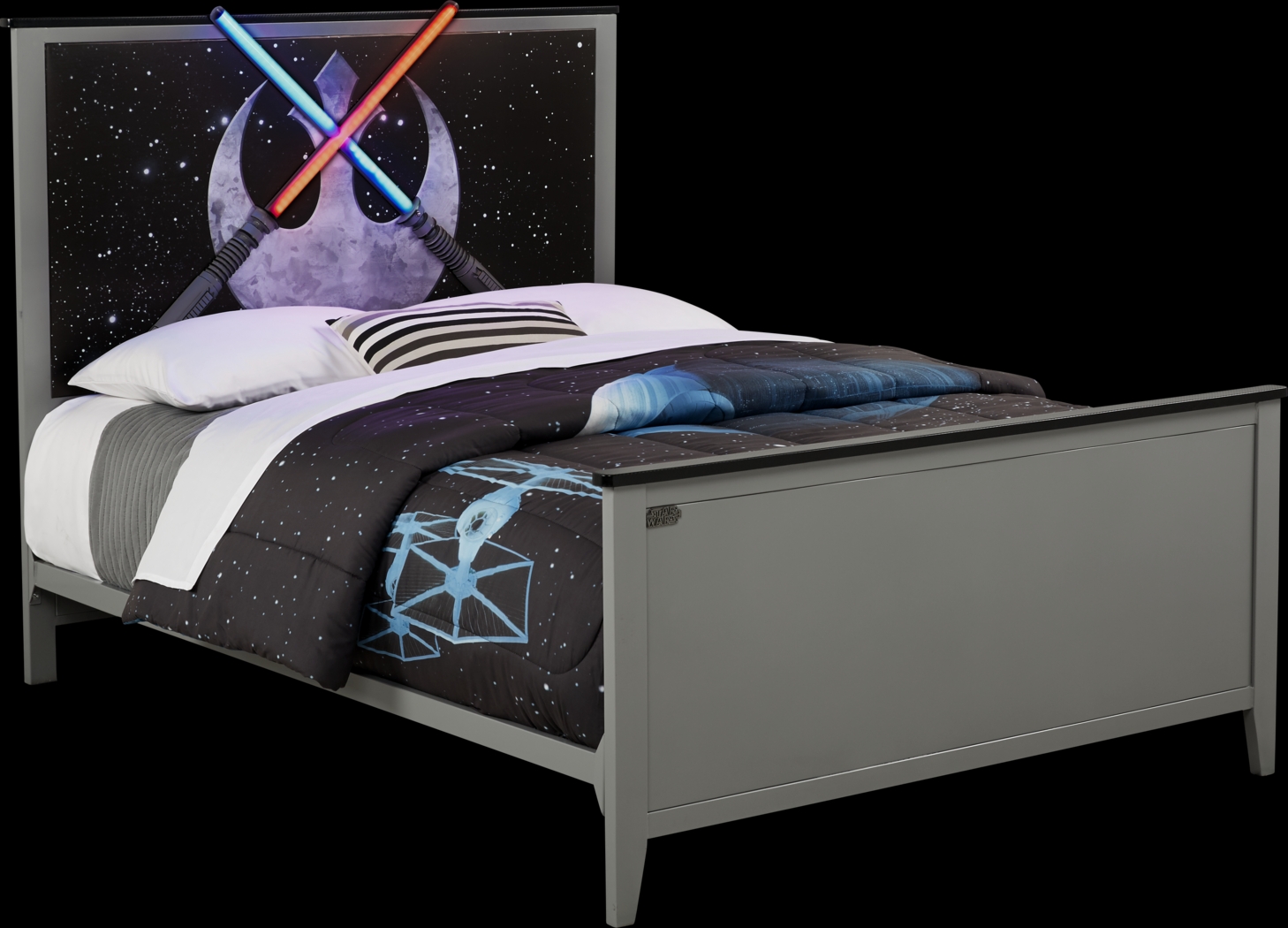 Kids Star Wars Lightsaber™ Gray 3 Pc Full Panel Bed - Thumbnail - Image 3