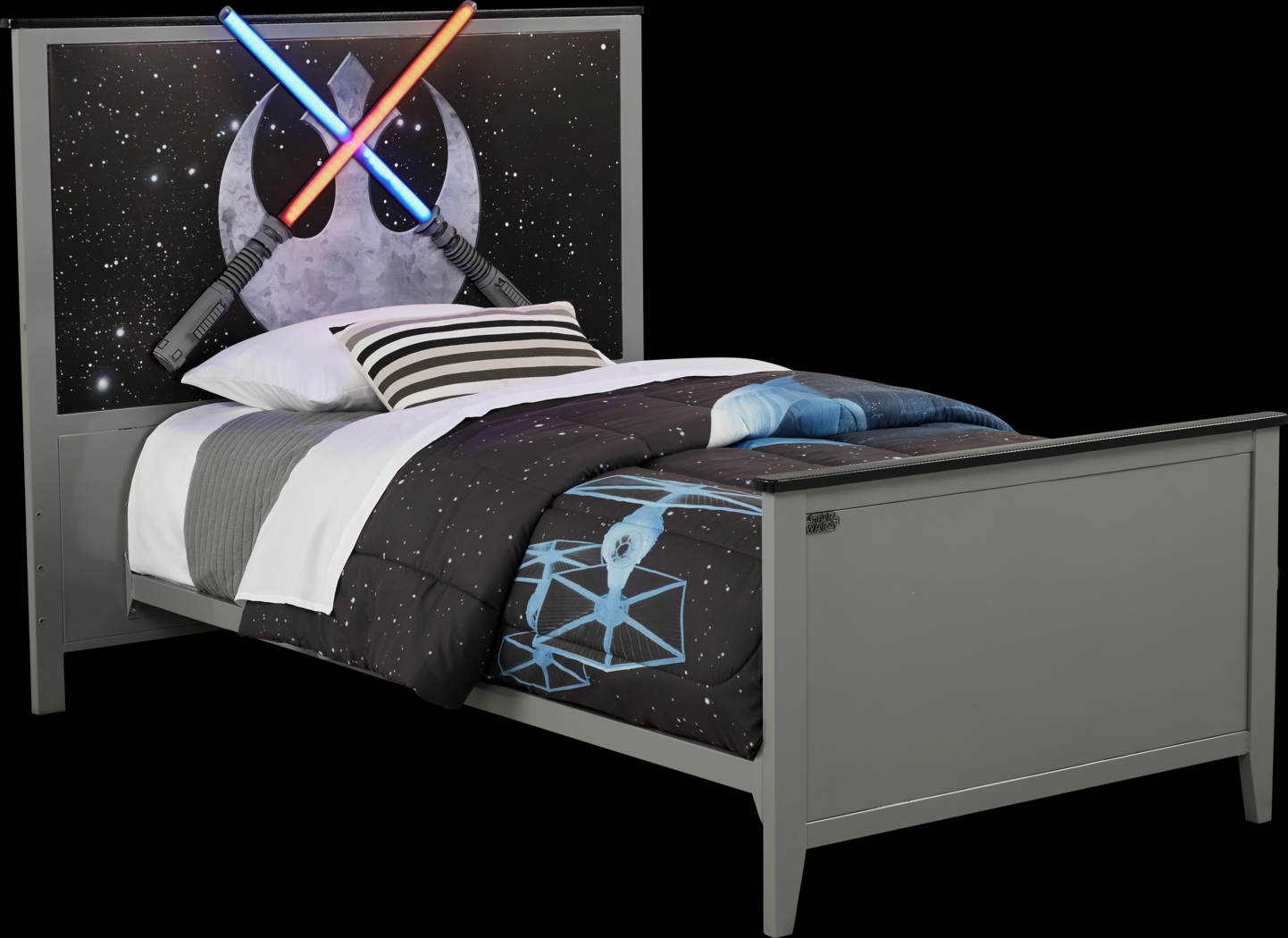 Kids Star Wars Lightsaber™ Gray 3 Pc Twin Panel Bed - Thumbnail - Image 1