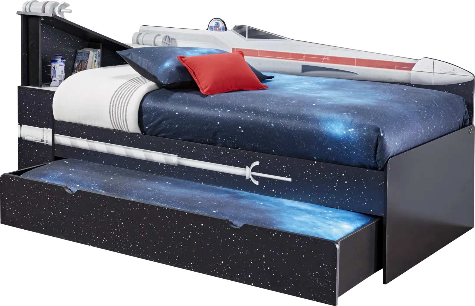 Star Wars X-wing™ Black 4 Pc Left Twin Bookcase Bed w/Trundle - Thumbnail - Image 1