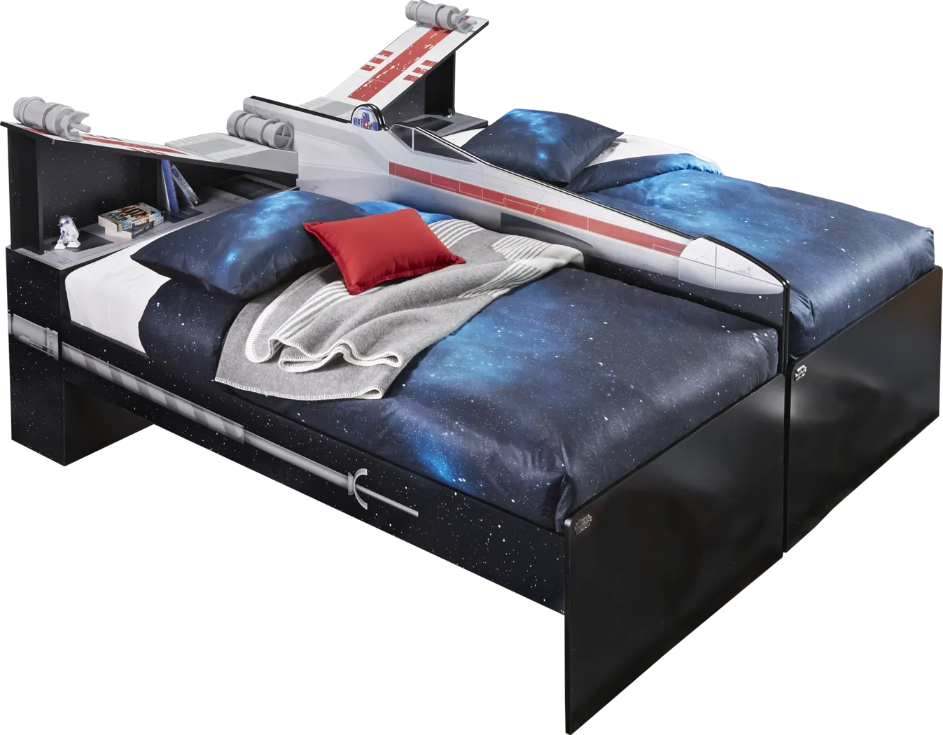 Star Wars X-wing™ Black Side-by-Side 6 Pc Twin Bookcase Bed Package - Thumbnail - Image 1
