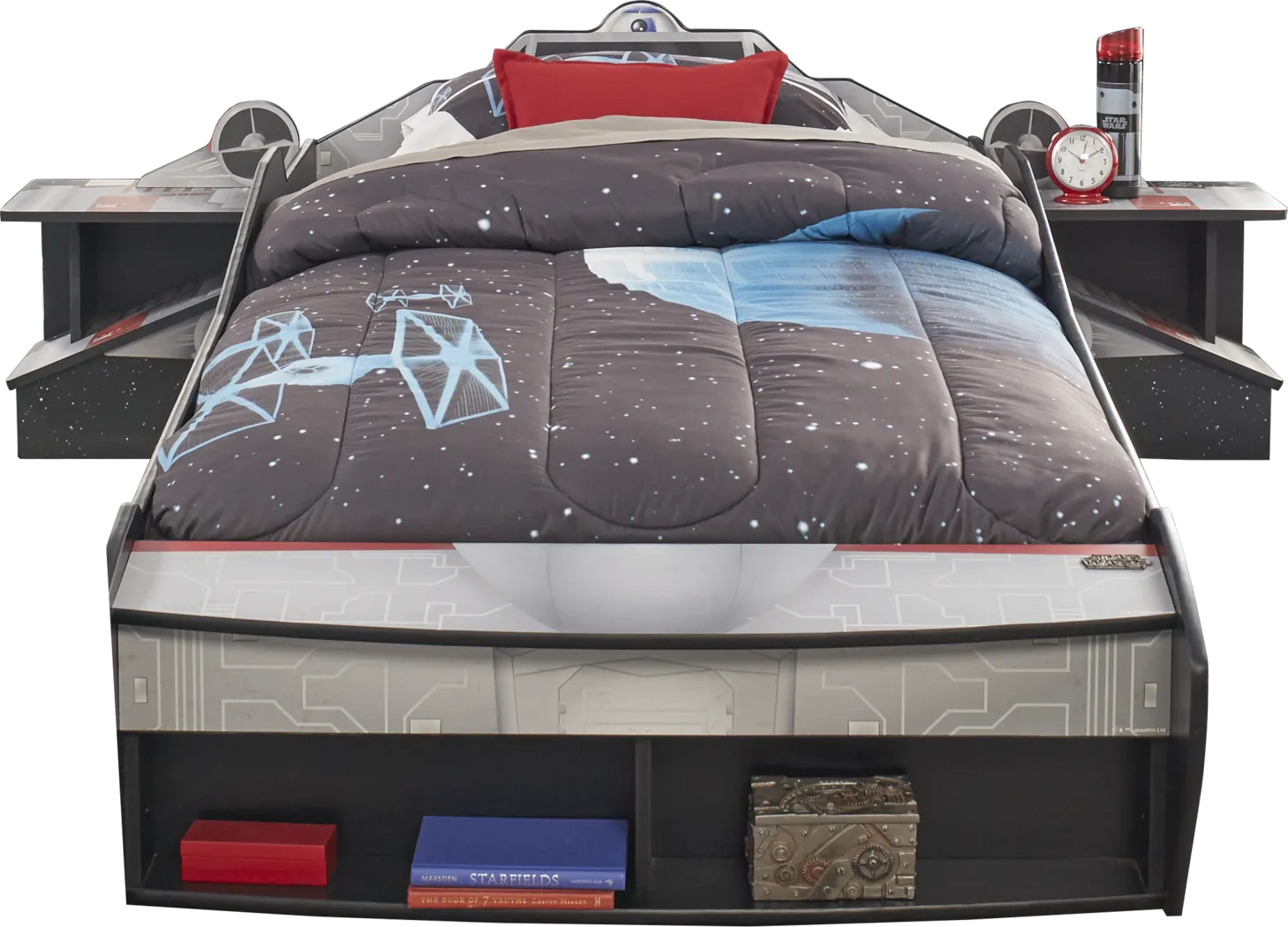 Star Wars X-wing™ Fighter Black 5 Pc Twin Bookcase Bed with Wing Night Tables - Thumbnail - Image 1