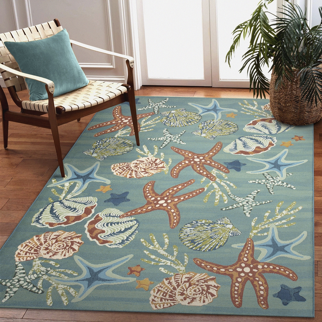 Starburn Aqua 6'8 x 9'4 Indoor/Outdoor Rug - Thumbnail - Image 2