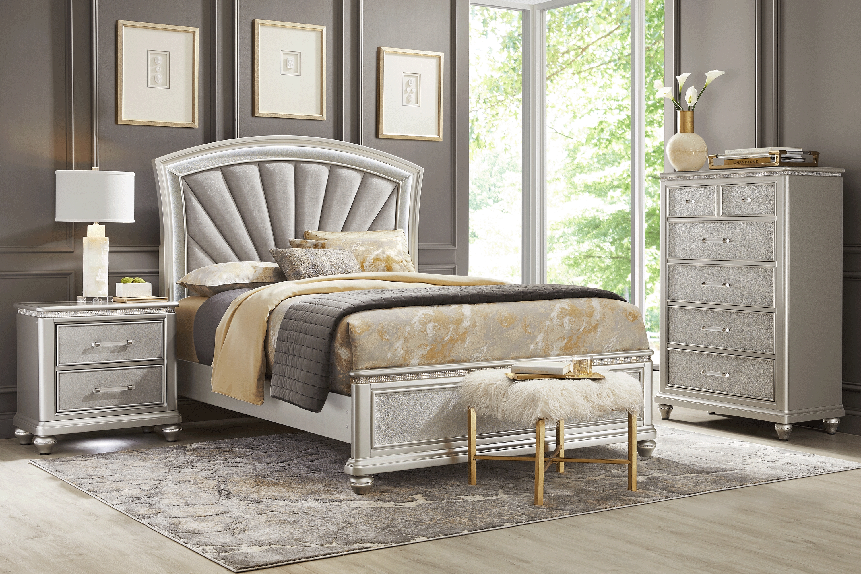 Starlet Lane Small Spaces Silver 5 Pc King Bedroom - Thumbnail - Image 1