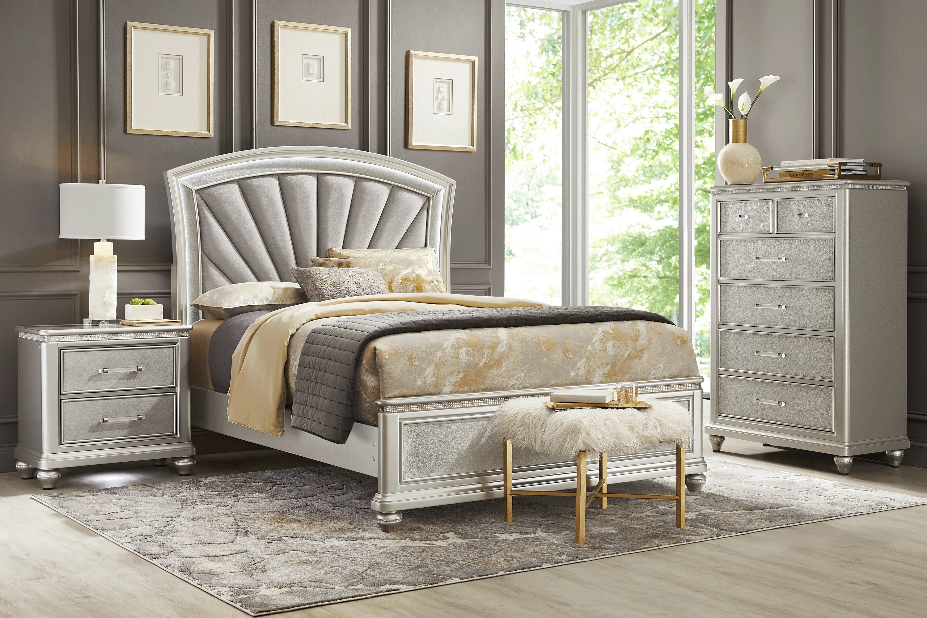 Starlet Lane Small Spaces Silver 5 Pc Queen Bedroom - Thumbnail - Image 1