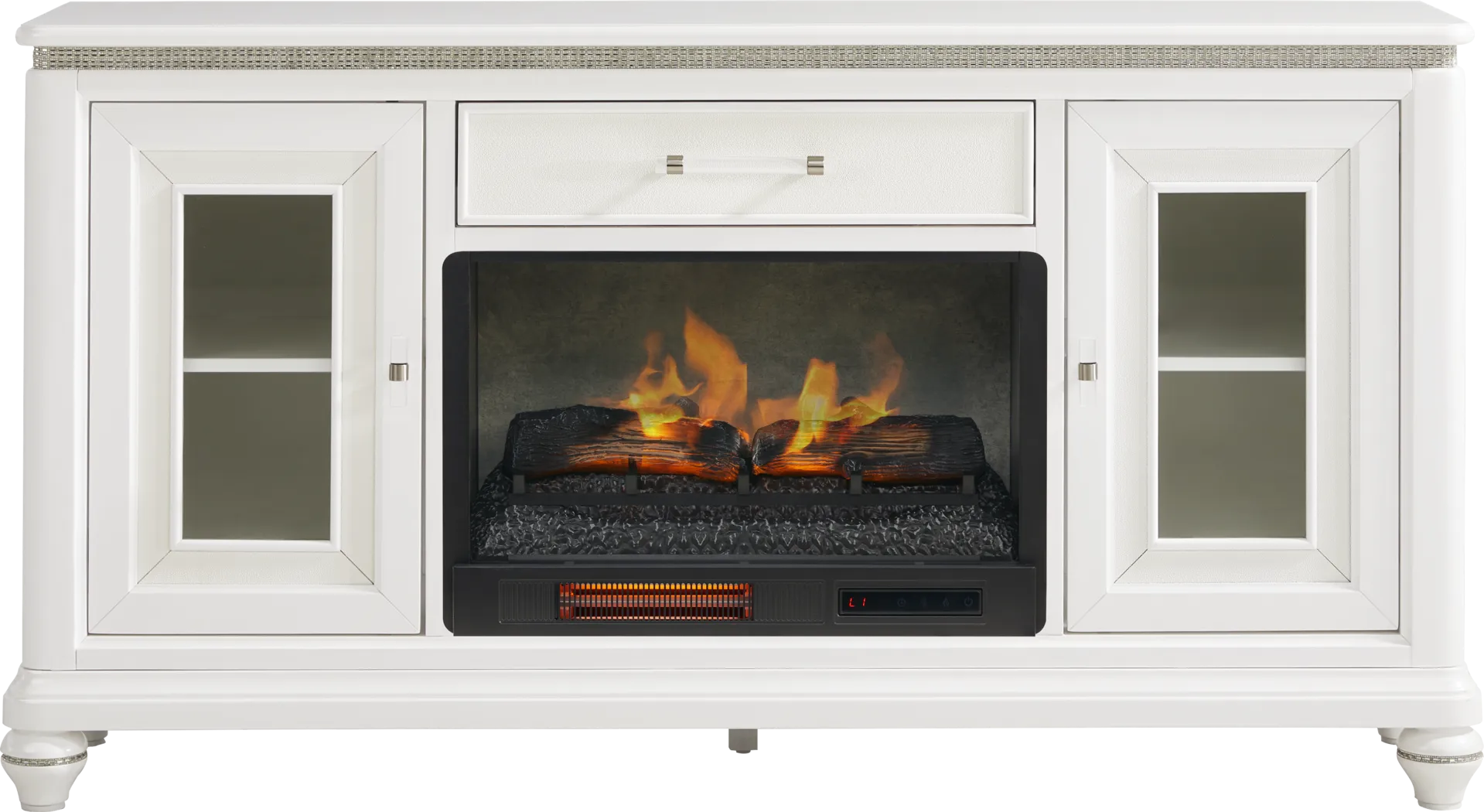 Starlet Lane White 66 in. Console with Electric Fireplace - Thumbnail - Image 1