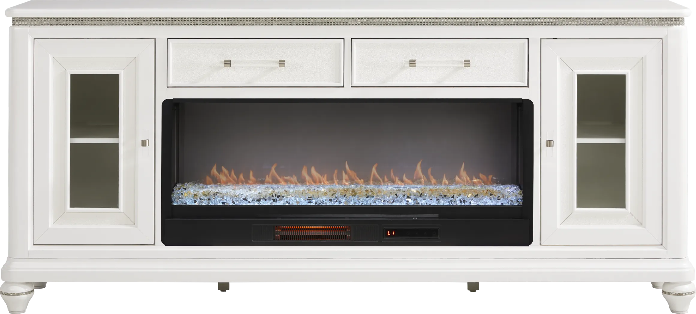 Starlet Lane White 80 in. Console with Electric Fireplace - Thumbnail - Image 1