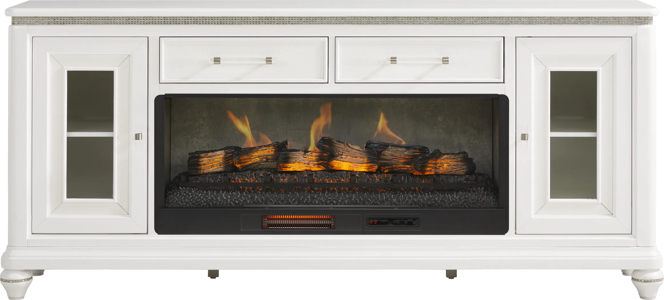 Starlet Lane White 80 in. Console with Electric Fireplace - Thumbnail - Image 1