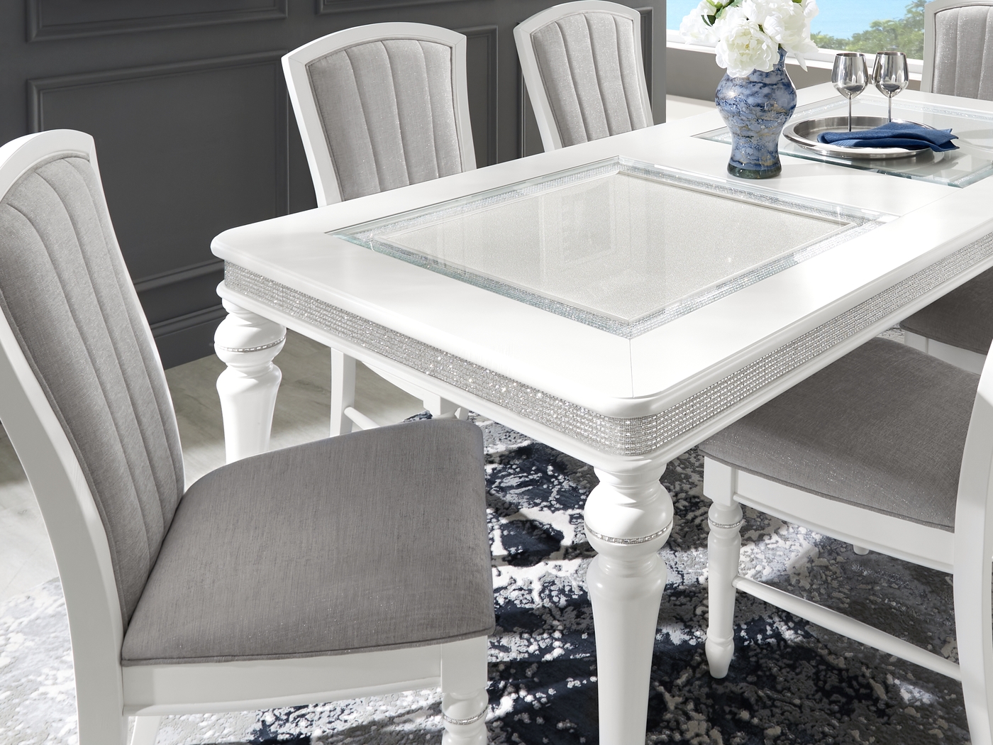 Starlet Lane White Rectangle Dining Table - Thumbnail - Image 2
