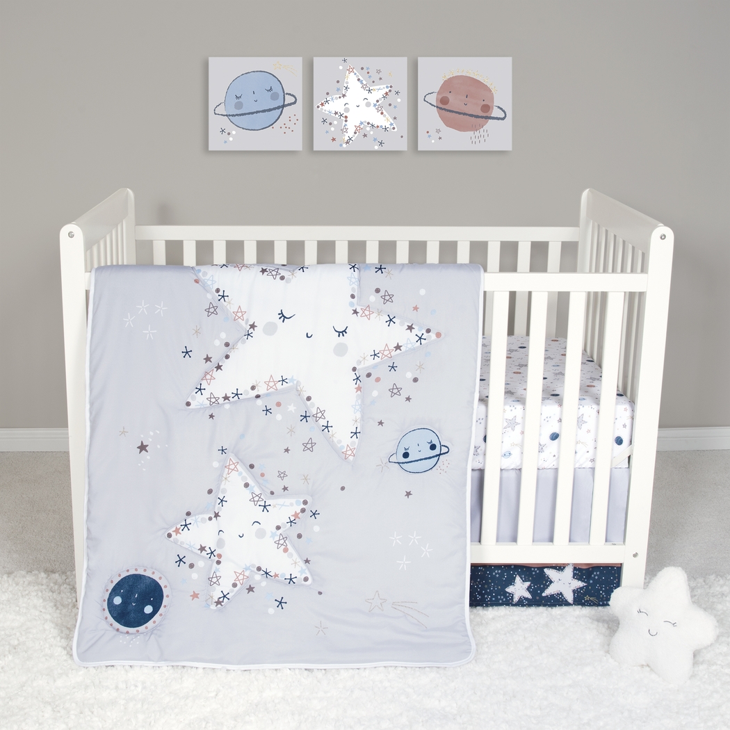 Starlit Dreams Gray 4 Pc Baby Bedding Set - Thumbnail - Image 1