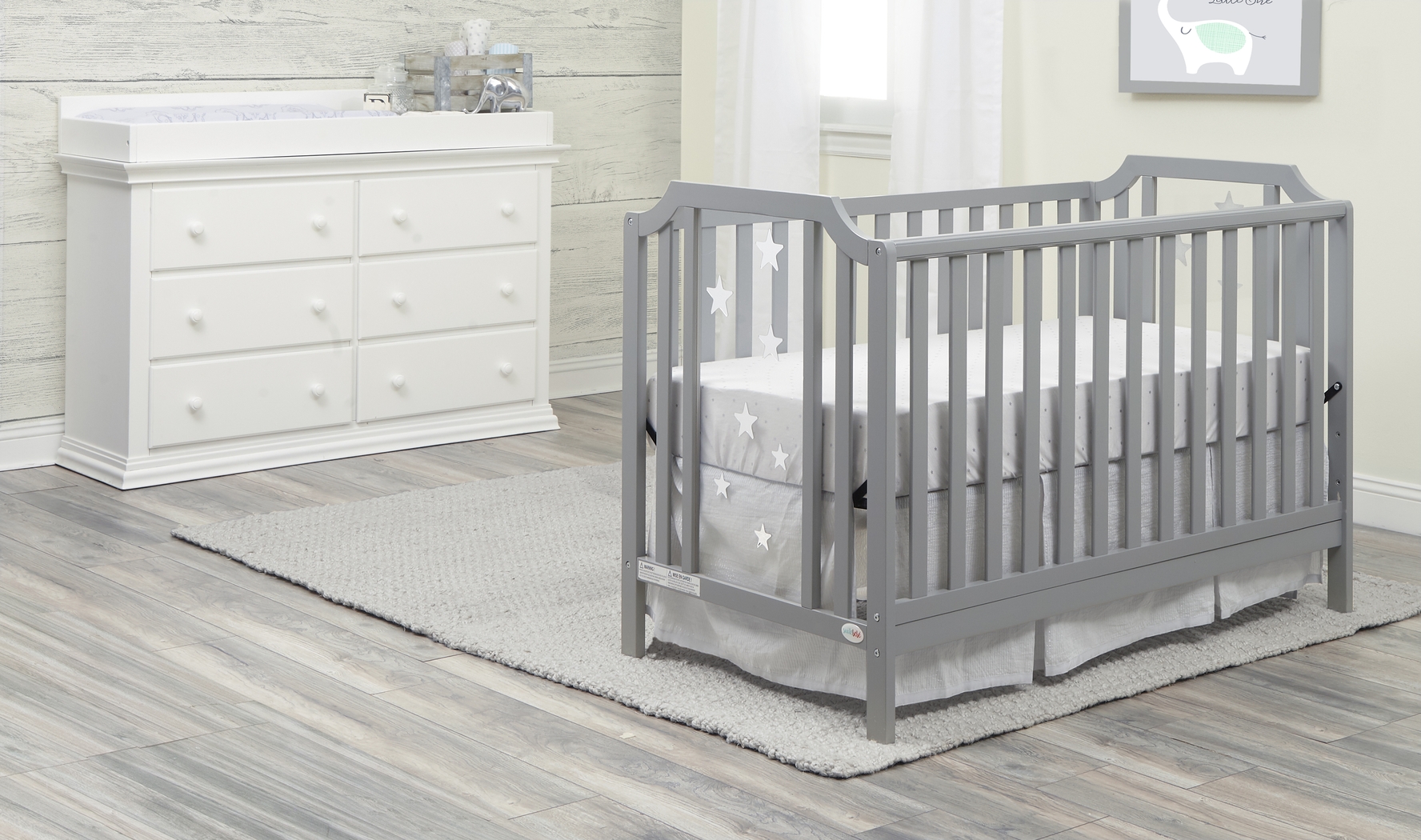 Kids Starry Grove Light Gray Convertible Crib - Thumbnail - Image 2
