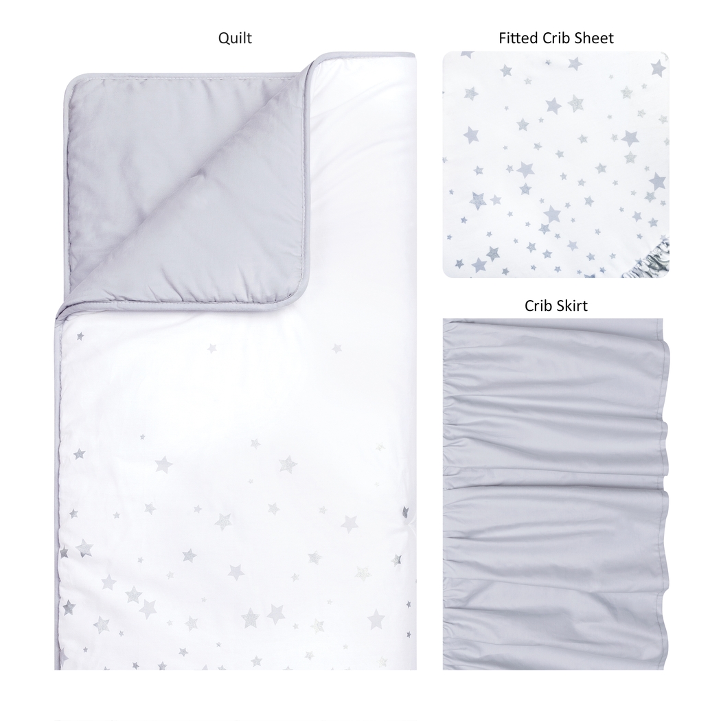 Starry Slumbers Gray 3 Pc Baby Bedding Set - Thumbnail - Image 2