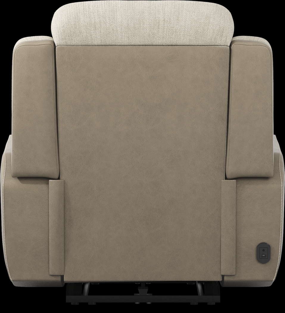 State Street Beige Dual Power Recliner - Thumbnail - Image 4