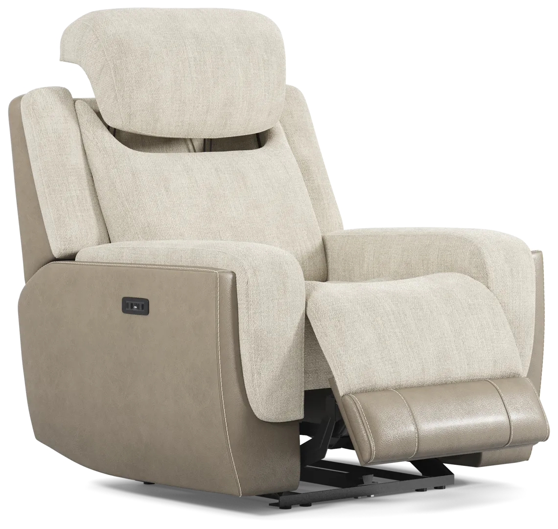 beige dual power recliner