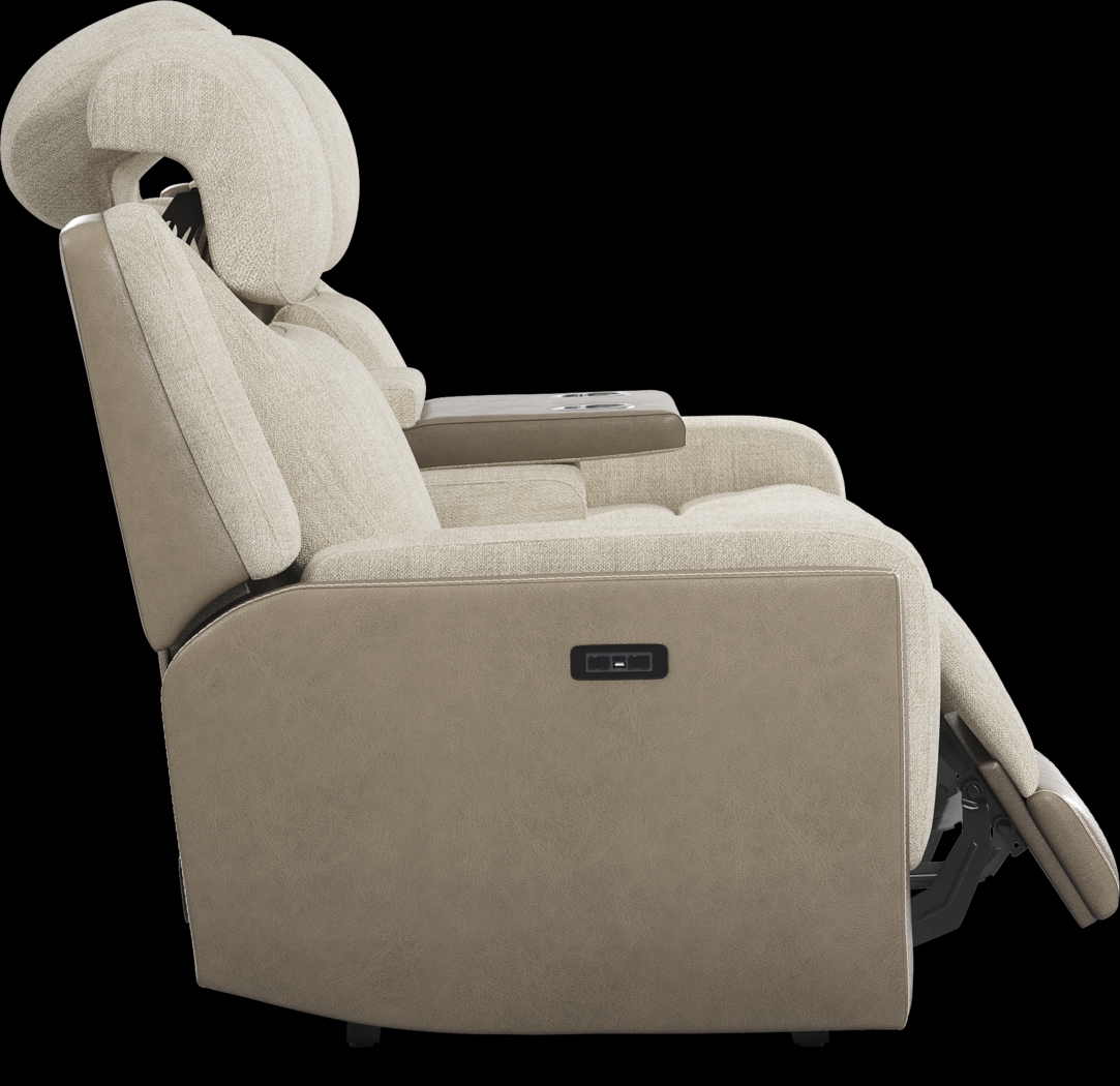 State Street Beige 7 Pc Dual Power Reclining Living Room - Thumbnail - Image 4