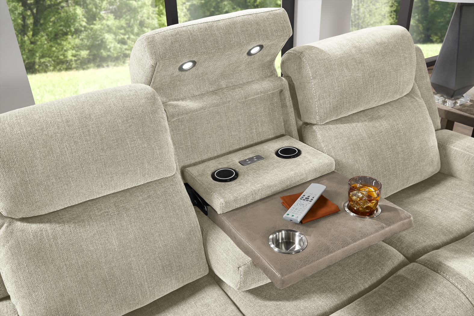 State Street Beige 7 Pc Dual Power Reclining Living Room - Thumbnail - Image 7