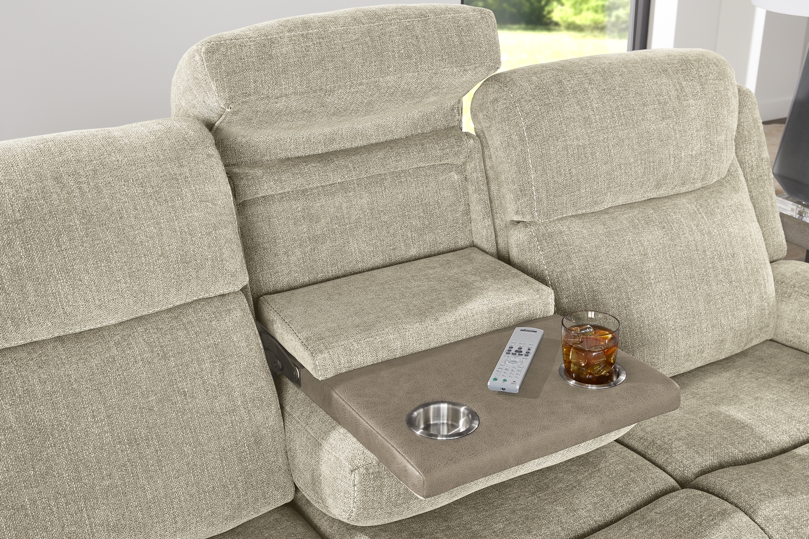 State Street Beige 5 Pc Living Room with Reclining Sofa - Thumbnail - Image 4