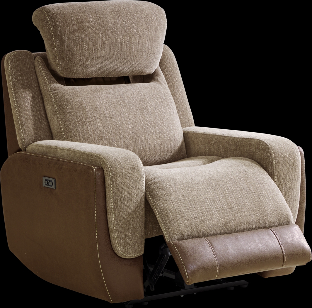 State Street Camel Dual Power Recliner - Thumbnail - Image 1