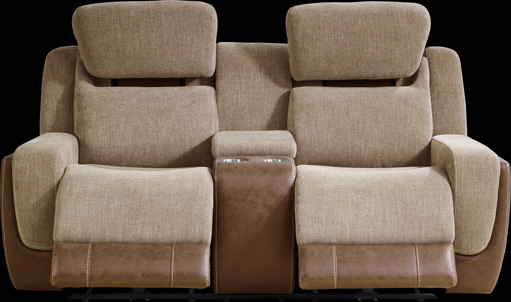 State Street Camel Dual Power Reclining Console Loveseat - Thumbnail - Image 1