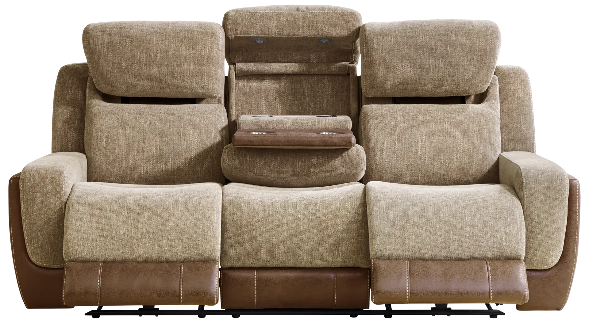 camel dual power reclining sofa