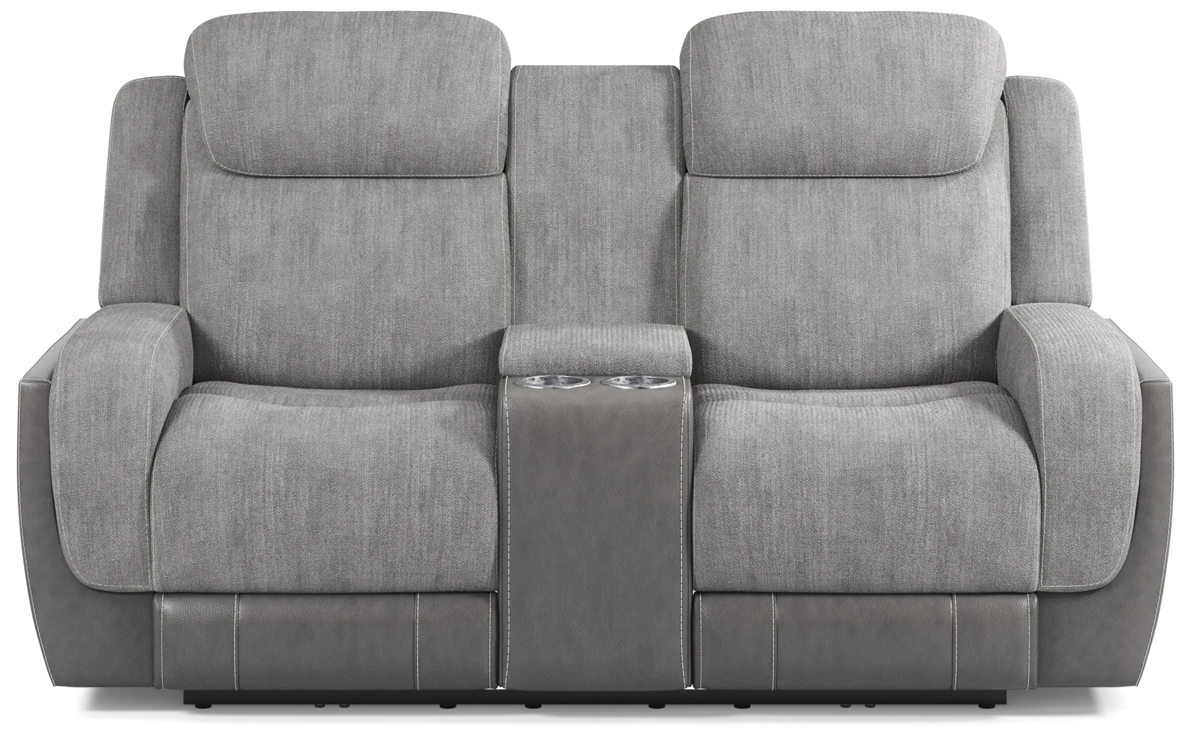 gray dual power reclining console loveseat