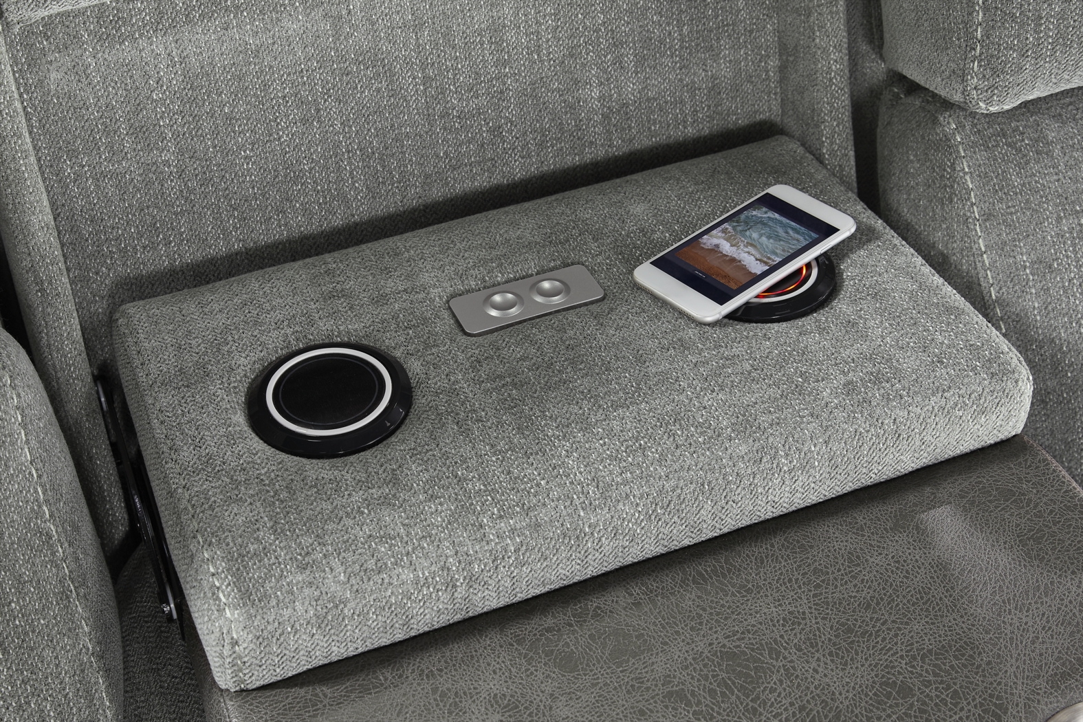 State Street Gray 7 Pc Dual Power Reclining Living Room - Thumbnail - Image 9