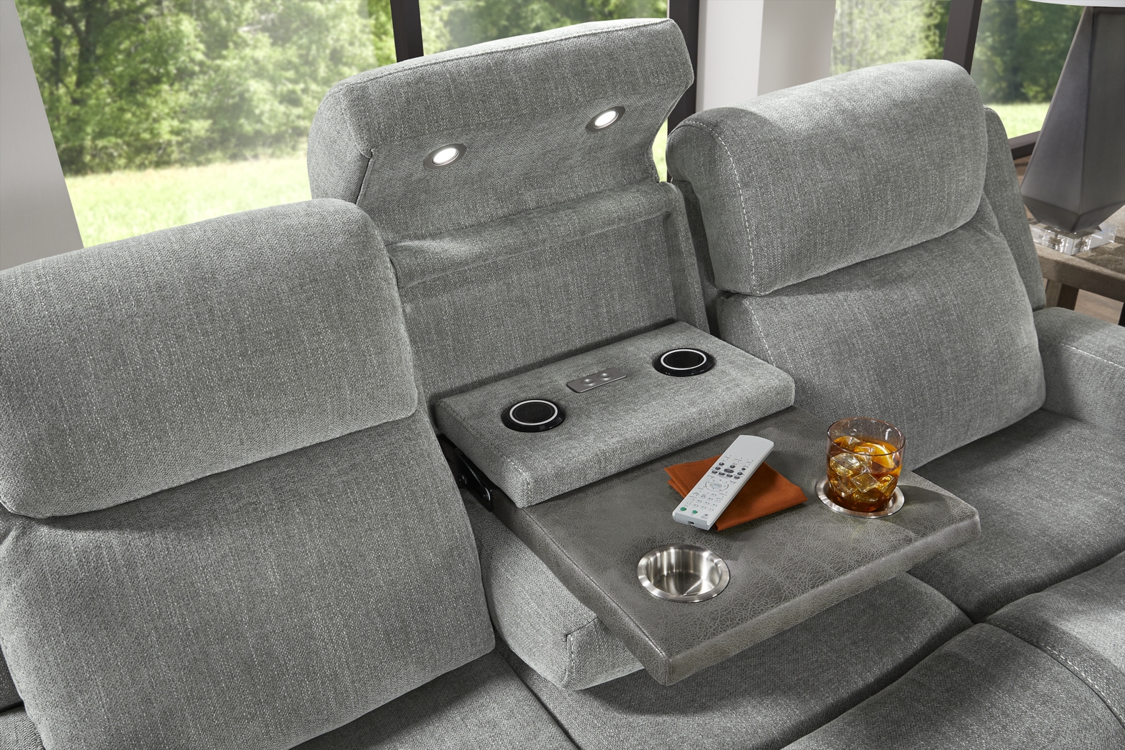 State Street Gray 7 Pc Dual Power Reclining Living Room - Thumbnail - Image 6