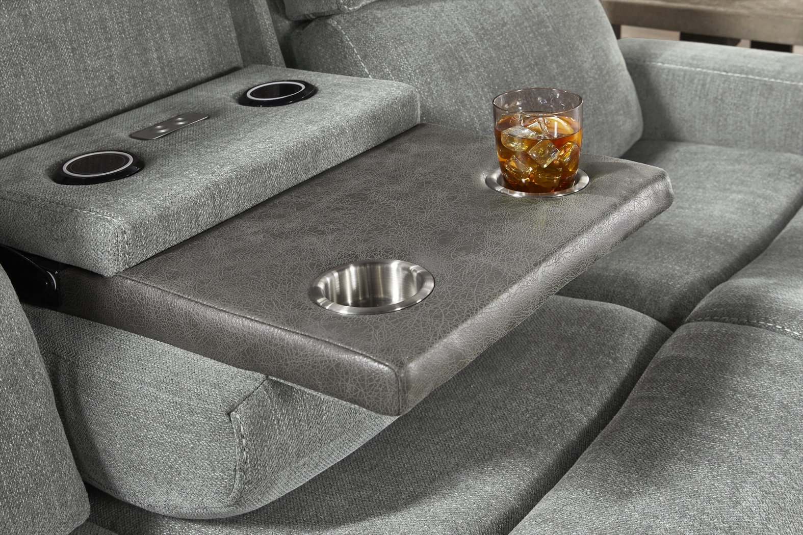 State Street Gray 7 Pc Dual Power Reclining Living Room - Thumbnail - Image 7