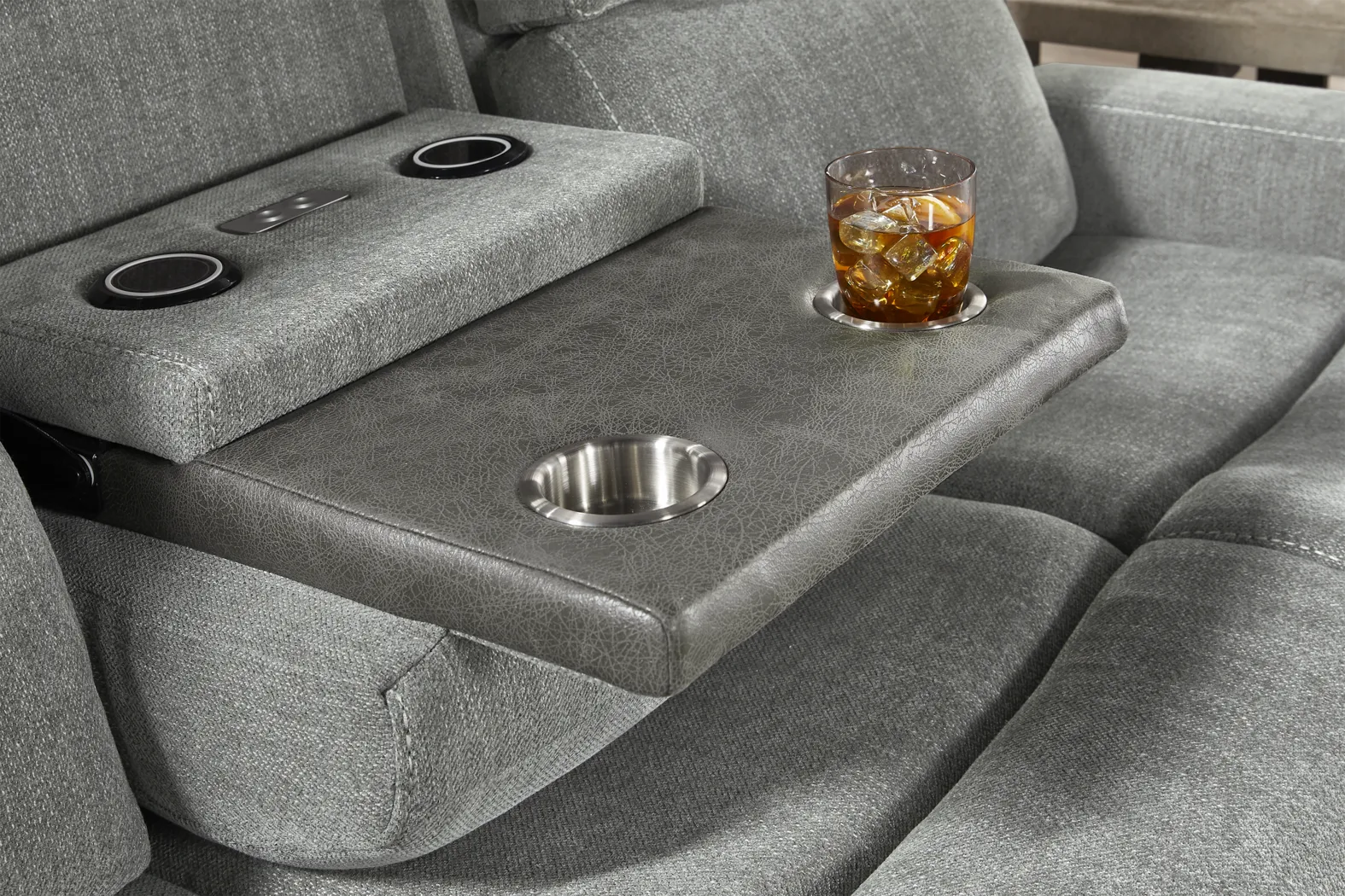 State Street Gray Dual Power Reclining Sofa - Image 12